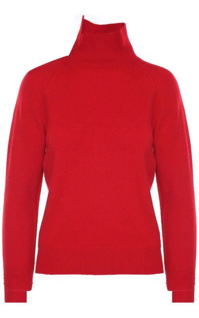 Shop Helmut Lang Turtleneck Rib-knit Cashmere Sweater In Rosso