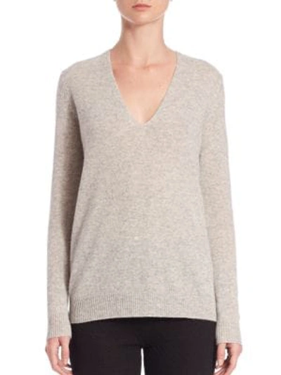 Shop Theory Adrianna Cashmere V-neck Sweater In Heather Grey