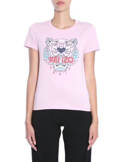 Shop Kenzo Round Collar T-shirt In Rosa