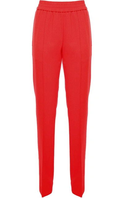 Shop Msgm High-rise Crepe Trousers In Rosso