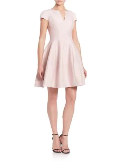 Shop Halston Heritage Cap-sleeve Sateen Dress In Barely Pink