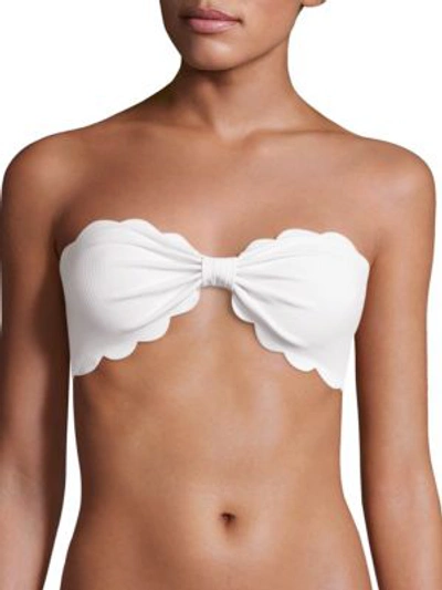 Shop Marysia Antibes Scalloped Bandeau Bikini Top In Off White
