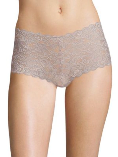 Shop Hanro Luxury Moments Lace Boyshorts In Oyster