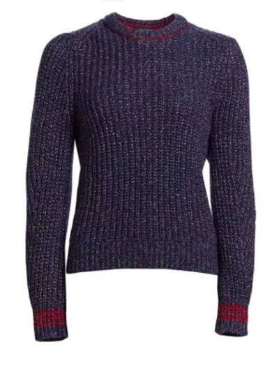 Shop Rag & Bone Cheryl Rib-knit Sweater In Navy Red