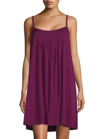 Shop Hanro Juliet Cotton Pleated Babydoll Gown In Grape