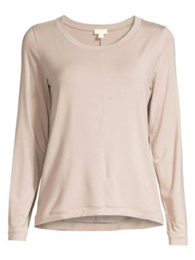 Shop Hanro Yoga Long-sleeve Top In Taupe
