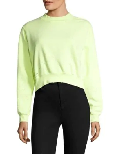 Shop Cotton Citizen Milan Cropped Crewneck Sweatshirt In Yellow Destroyed