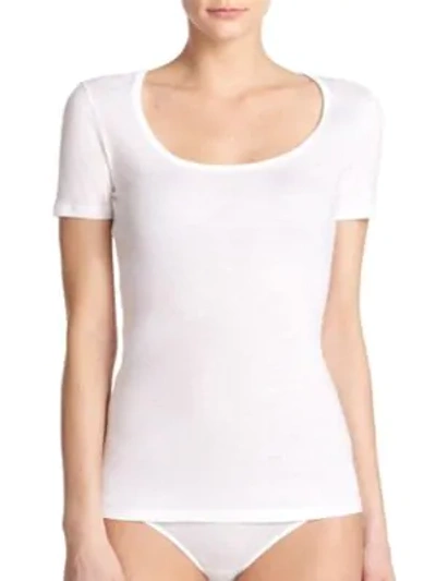 Shop Hanro Women's Ultralight Short-sleeve Top In White