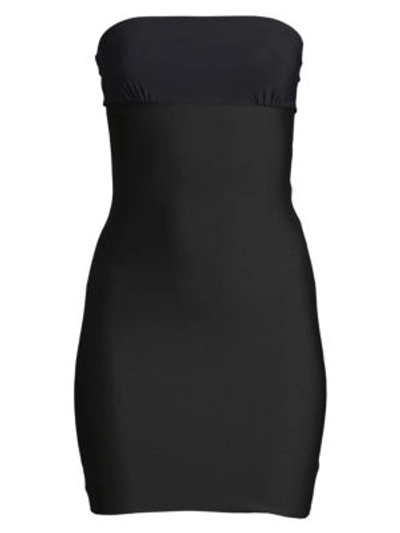 Shop Commando Women's Two-faced Tech Strapless Slip Dress In Black