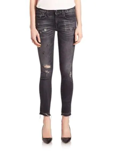 Shop R13 Alison Distressed Cropped Jeans In Strummer Black