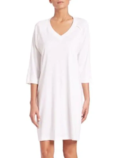 Shop Hanro Women's Pure Essence Three-quarter Sleeve Gown In Off White