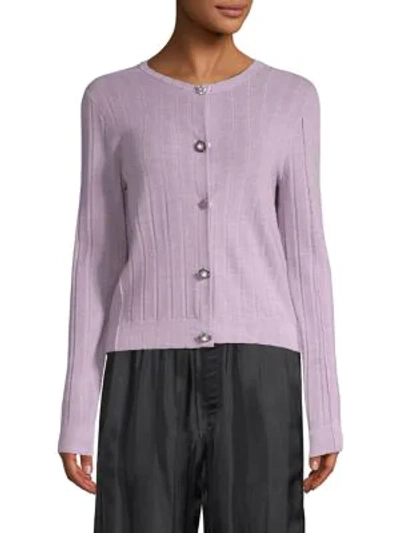 Shop Marc Jacobs Long-sleeve Button Front Cardigan In Lilac