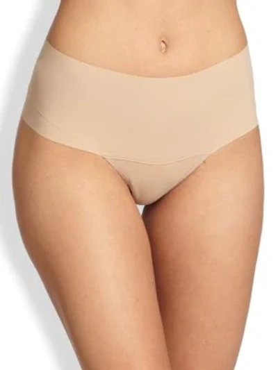 Shop Hanky Panky Godiva High-rise Thong In Taupe