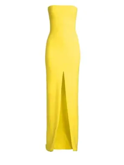 Shop Solace London Bysha Strapless Gown In Yellow