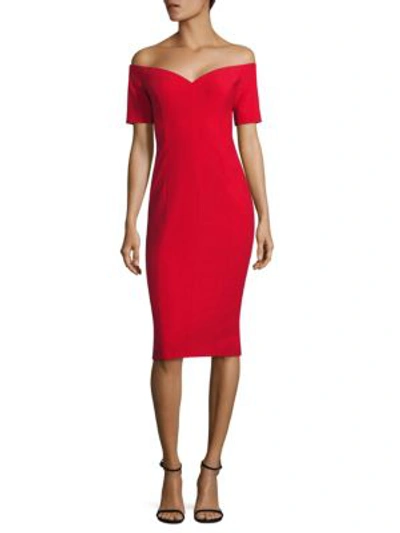 Shop Cinq À Sept Birch Off-the-shoulder Dress In Venetian Red
