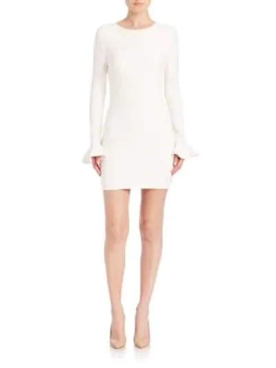 Shop Black Halo Hampton Long-sleeve Mini Dress In White