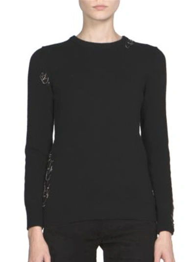 Shop Saint Laurent Cashmere Rib-knit Sweater In Black Silver