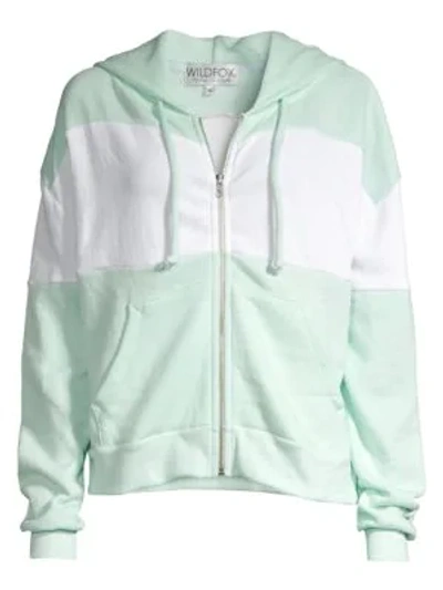 Shop Wildfox Marquis Colorblock Hoodie In Iced Mint