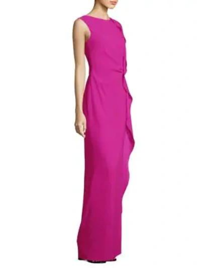 Shop Escada Sleeveless Ruffle Gown In Pink Myrtle