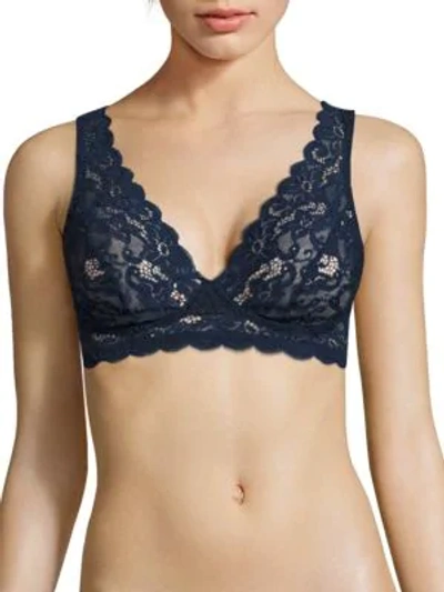 Shop Hanro Lace Soft Cup Bra In Deep Midnight