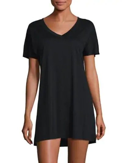 Shop Hanro Women's Laura Short-sleeve Shirt In Black