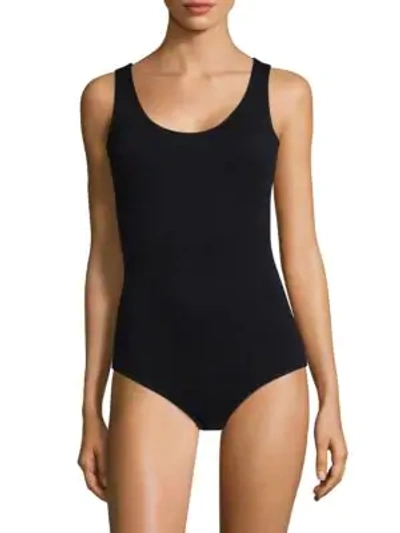 Shop Hanro Women's Cotton Sensation Tank Bodysuit In Black