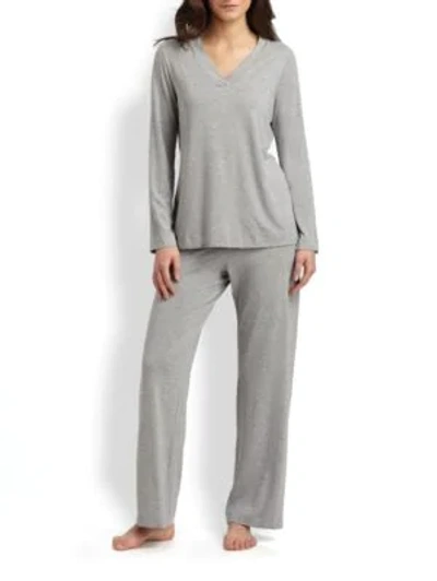 Shop Hanro Women's Champagne Long-sleeve Pajama Set In Grey