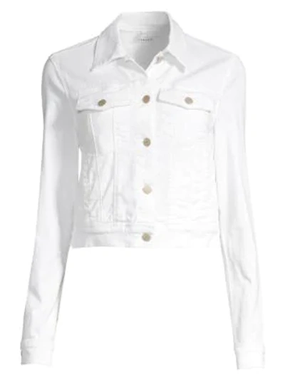 Shop J Brand Harlow Shrunken Cropped Denim Jacket In White