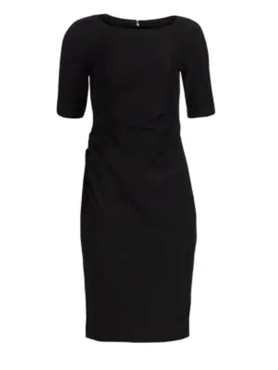 Shop Lela Rose Ruched Stretch Twill Dress In Black