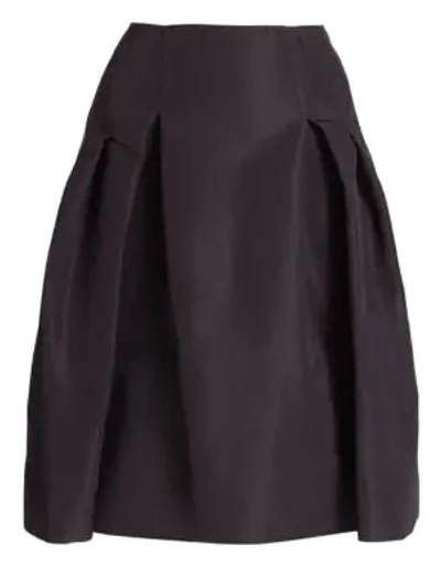 Shop Carolina Herrera Women's Icon Collection Silk Faille Pleated Skirt In Black