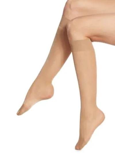 Shop Wolford Women's Satin Touch 20 Sheer Knee Highs In Sand
