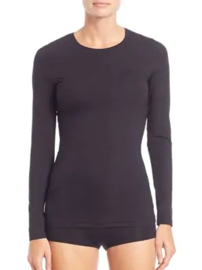 Shop Hanro Women's Soft Touch Long-sleeve Top In Black