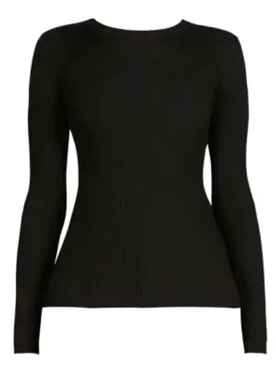 Shop Balenciaga Logo Back Rib-knit Top In Black