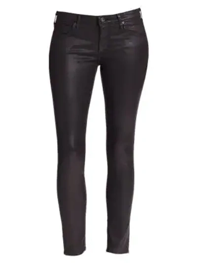 Shop Ag Mid-rise Leatherette Ankle Leggings In Leatherette Super Black