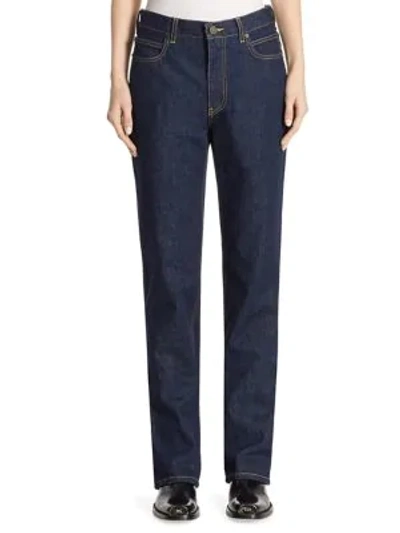 Shop Calvin Klein Collection High-rise Straight Cotton Jeans In Blue