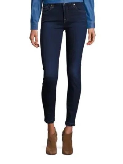 Shop 7 For All Mankind Raw-edge Ankle Skinny Jeans In B[air] Tranquil
