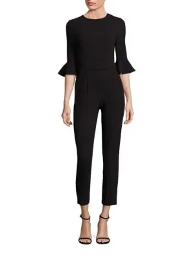 Shop Black Halo Brooklyn Bell-sleeve Cropped Jumpsuit In Black