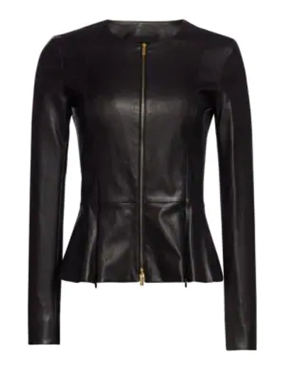 Shop The Row Essentials Anasta Leather Peplum Jacket In Black