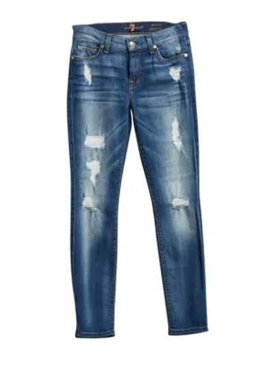 Shop 7 For All Mankind Ankle Skinny Distressed Jeans In Authentic Light