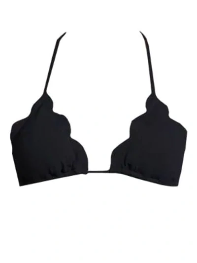 Shop Marysia Broadway Scalloped String Bikini Top In Black