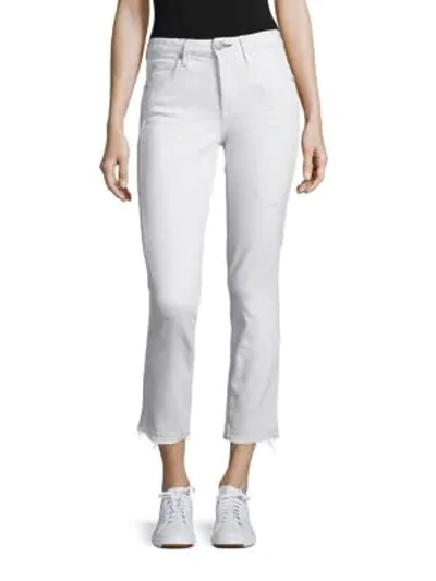 Shop Amo Babe High-rise Raw Hem Straight-leg Jeans In White