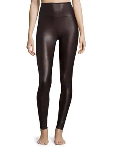 Shop Spanx Faux Leather Shaping Leggings In Wine