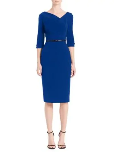 Black Halo Jackie O Three-quarter Sleeve Dress In Cobalt