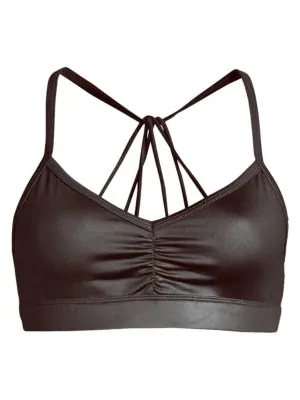 black strappy sports bra