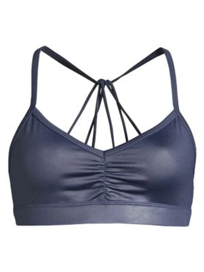 Alo Yoga 'sunny Strappy' Soft Cup Bralette In Rich Navy Glossy