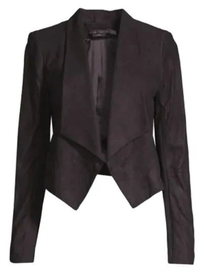 Shop Alice And Olivia Harvey Suede Draped Jacket In Black