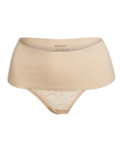 Shop Spanx Undie-tectable Lace Thong In Soft Nude