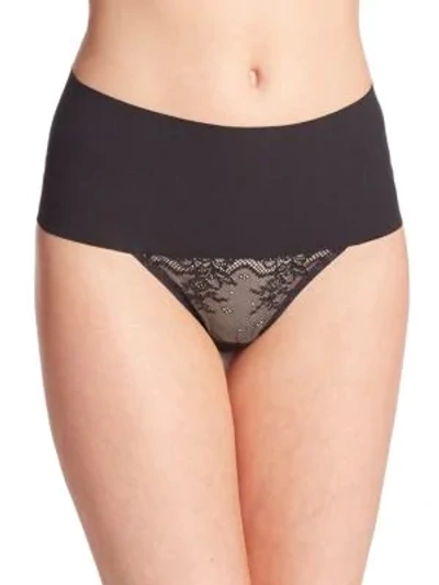 Shop Spanx Undie-tectable Lace Thong In Black