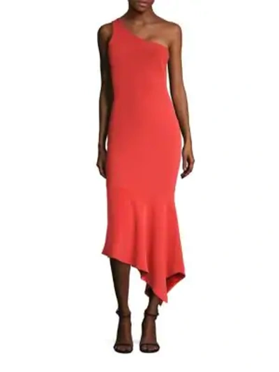 Shop Cinq À Sept Dulcina One-shoulder Dress In Aurora Red