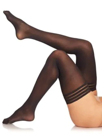 Shop Falke Pure Matte 50 Opaque Stay-up Thigh Highs In Black